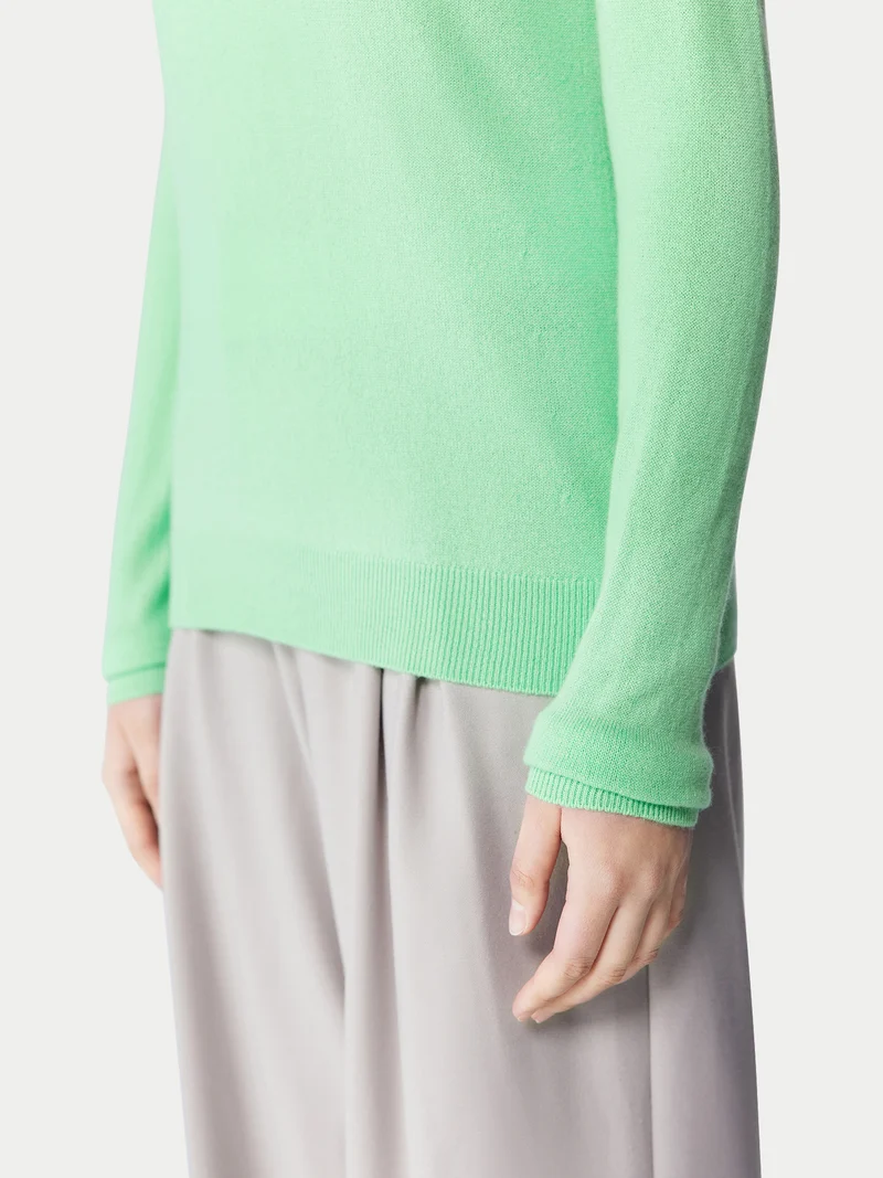 Basic R-Ausschnitt Kaschmirpullover