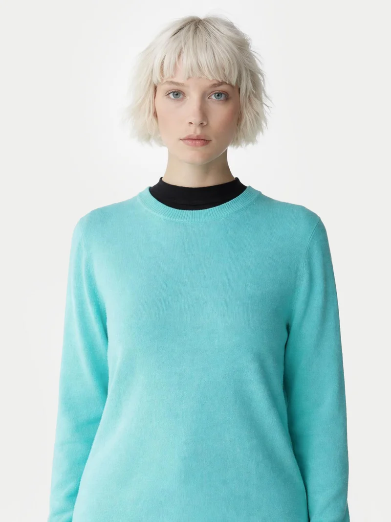 Basic R-Ausschnitt Kaschmirpullover