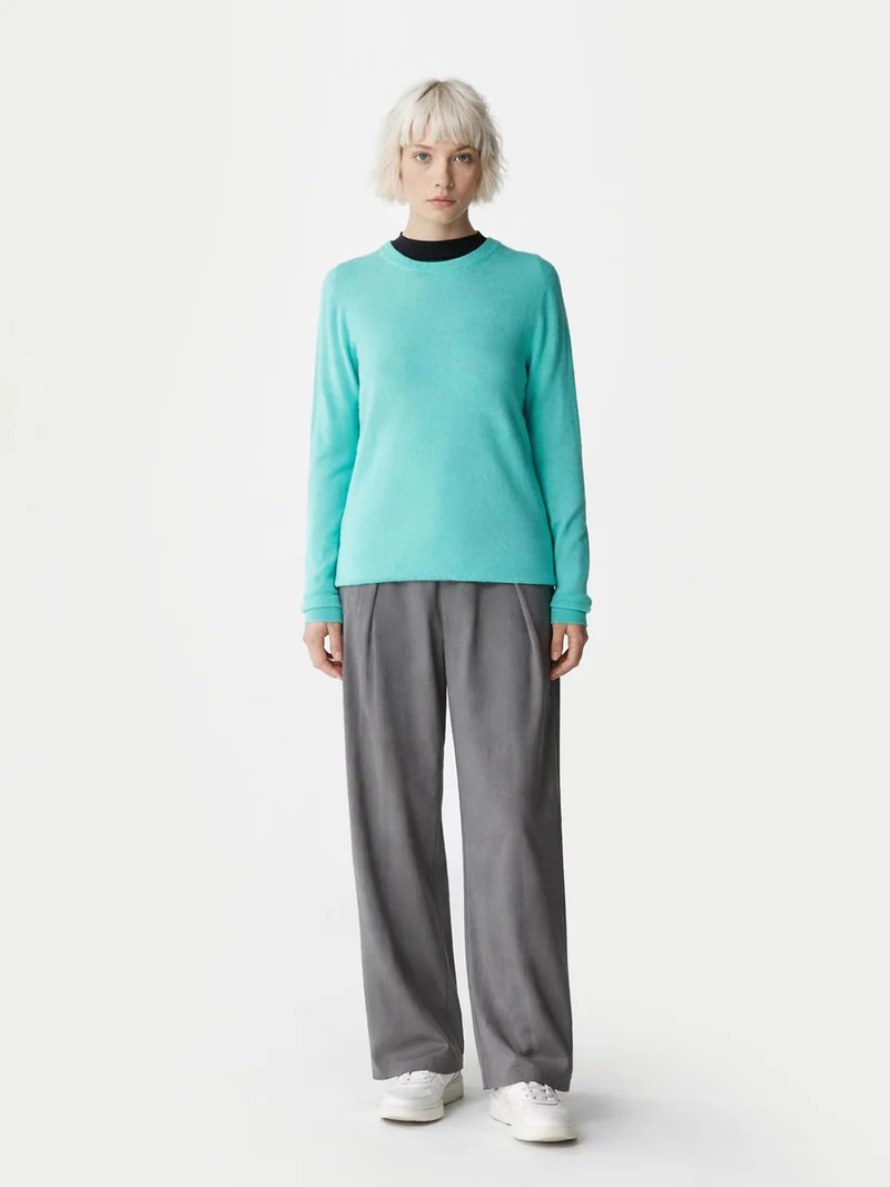 Basic R-Ausschnitt Kaschmirpullover