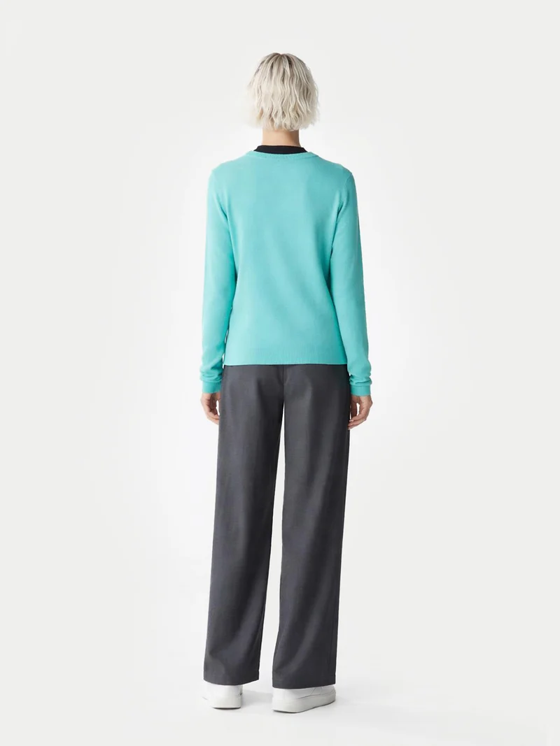 Basic R-Ausschnitt Kaschmirpullover