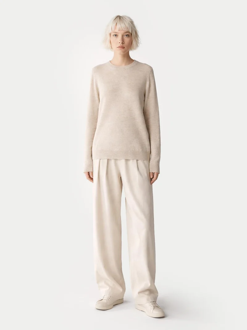 Basic R-Ausschnitt Kaschmirpullover