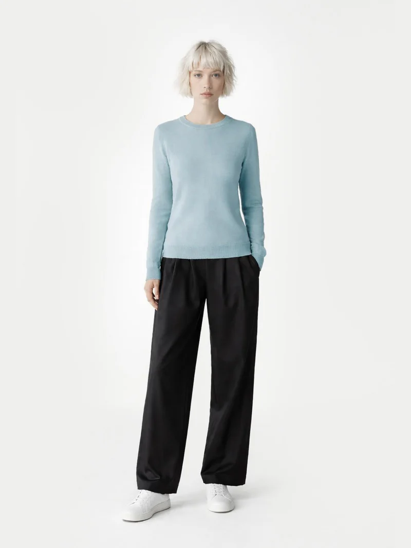 Basic R-Ausschnitt Kaschmirpullover