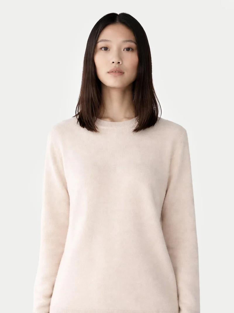 Basic R-Ausschnitt Kaschmirpullover