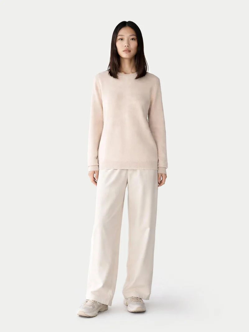 Basic R-Ausschnitt Kaschmirpullover