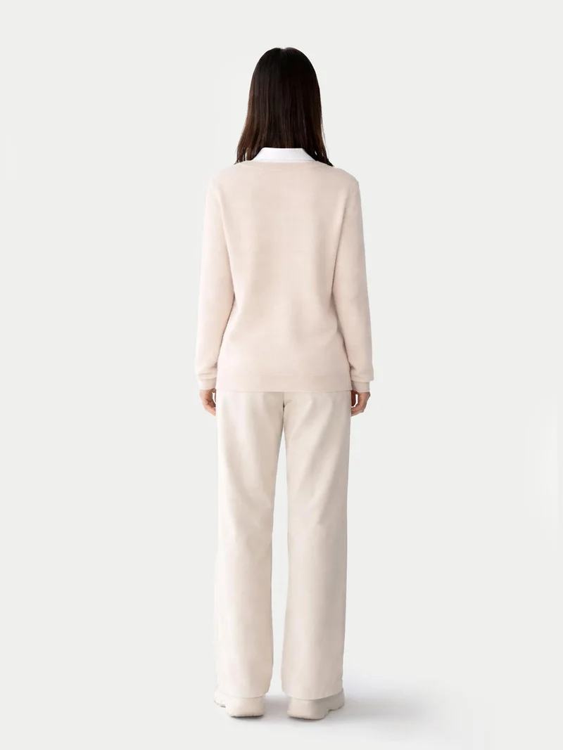 Basic R-Ausschnitt Kaschmirpullover