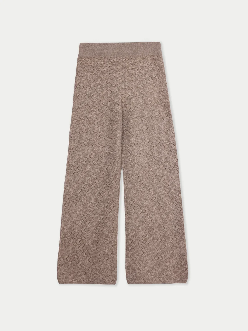 Weite Ajour-Strick Kaschmir-Hosen