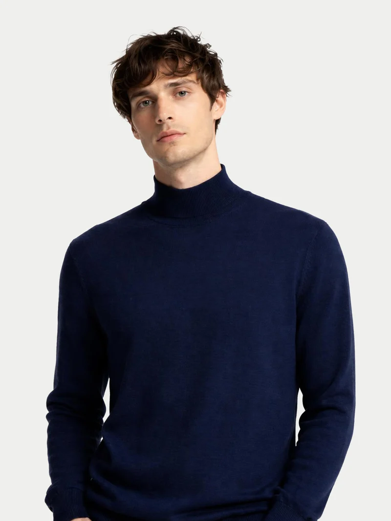Herren Kaschmir-Seide Pullover mit Stehkragen