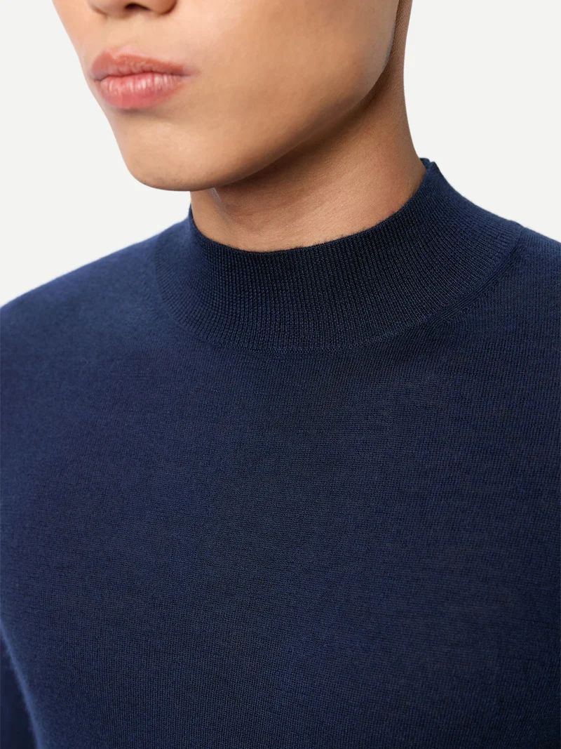 Herren Kaschmir-Seide Pullover mit Stehkragen