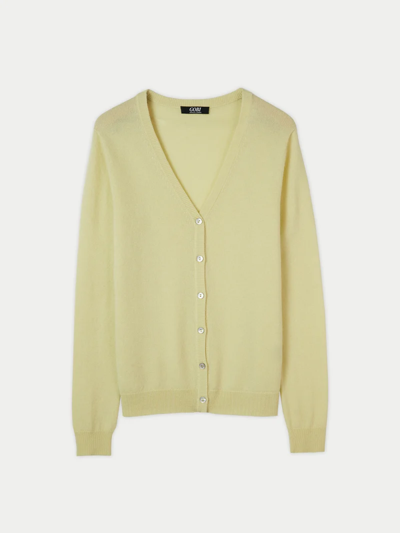 Basic V-Ausschnitt Kaschmirstrickjacke
