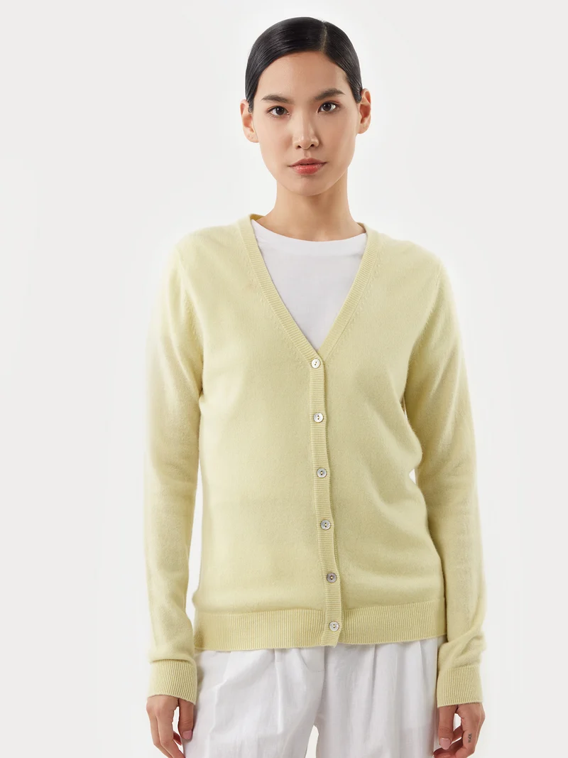 Basic V-Ausschnitt Kaschmirstrickjacke