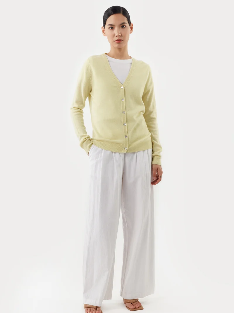 Basic V-Ausschnitt Kaschmirstrickjacke