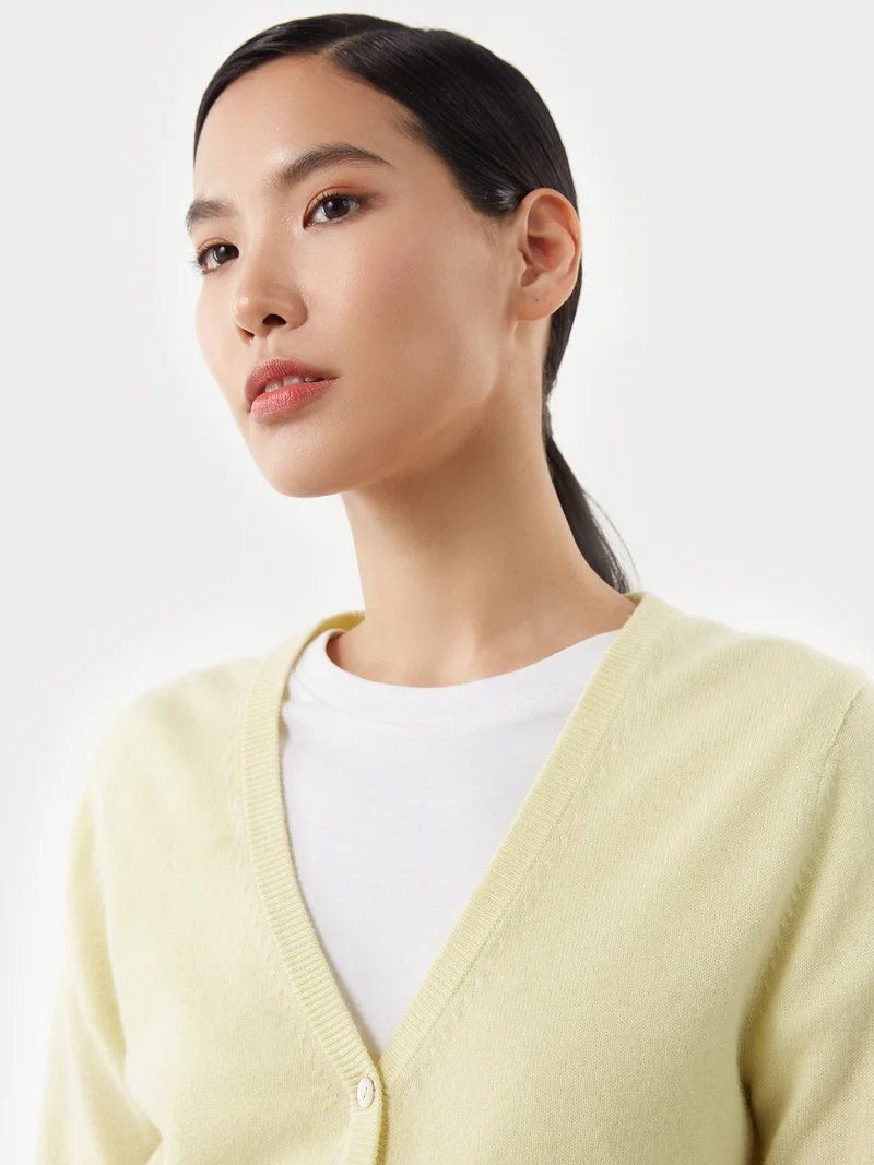 Basic V-Ausschnitt Kaschmirstrickjacke