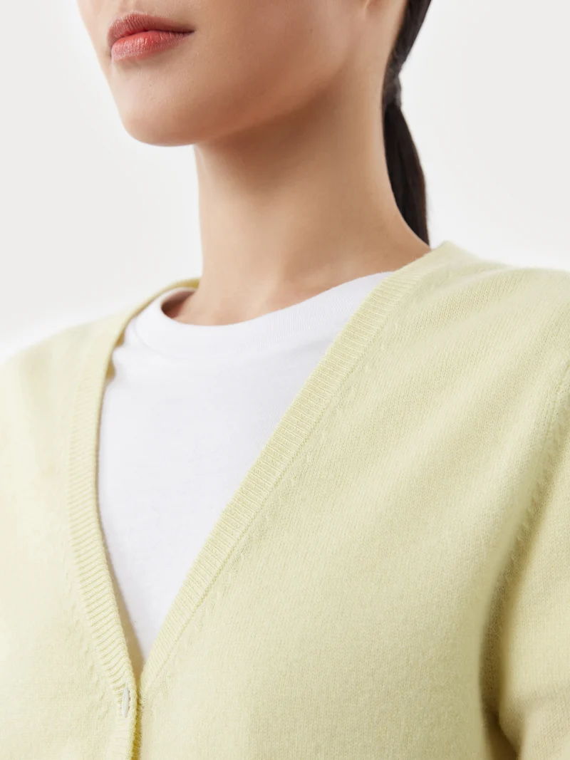 Basic V-Ausschnitt Kaschmirstrickjacke