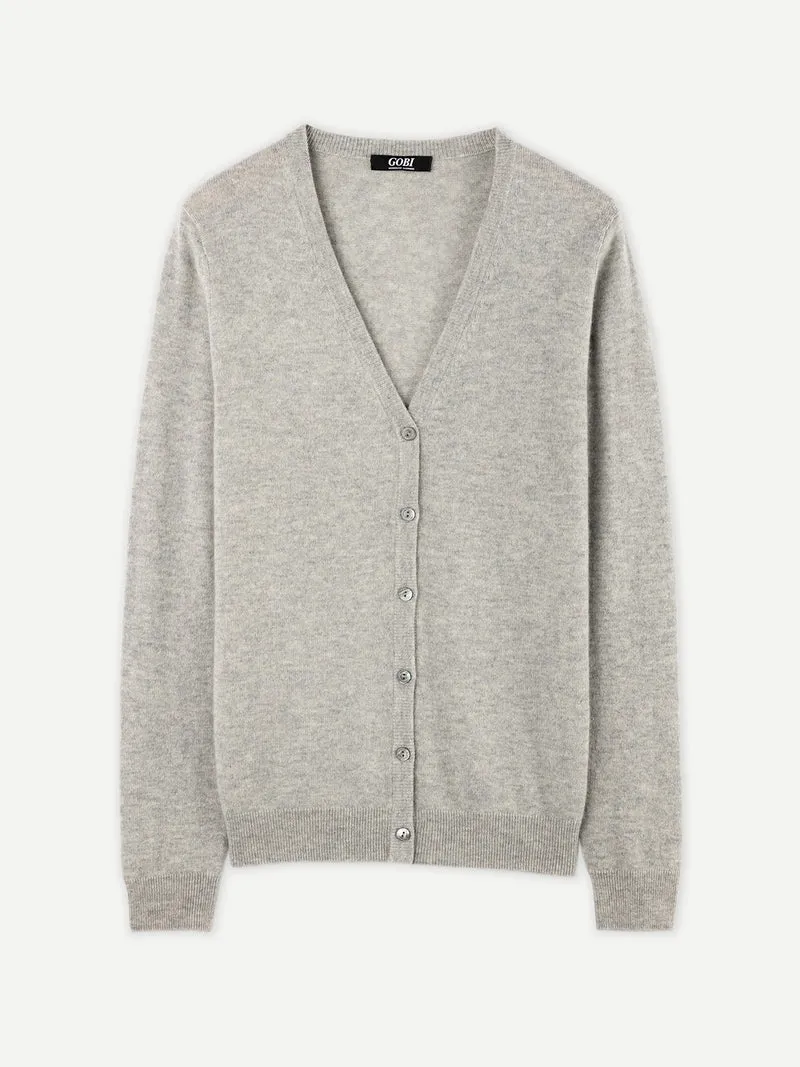V-Ausschnitt Kaschmirstrickjacke