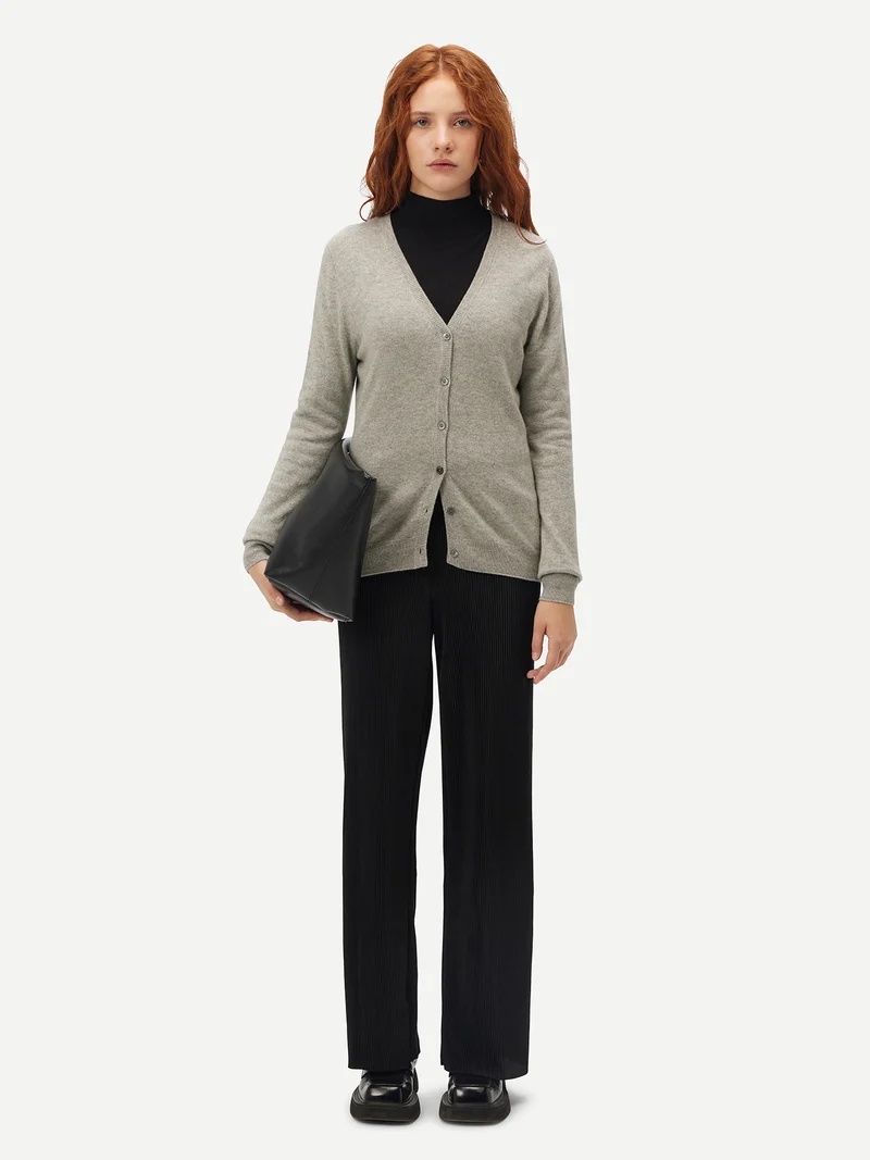 V-Ausschnitt Kaschmirstrickjacke