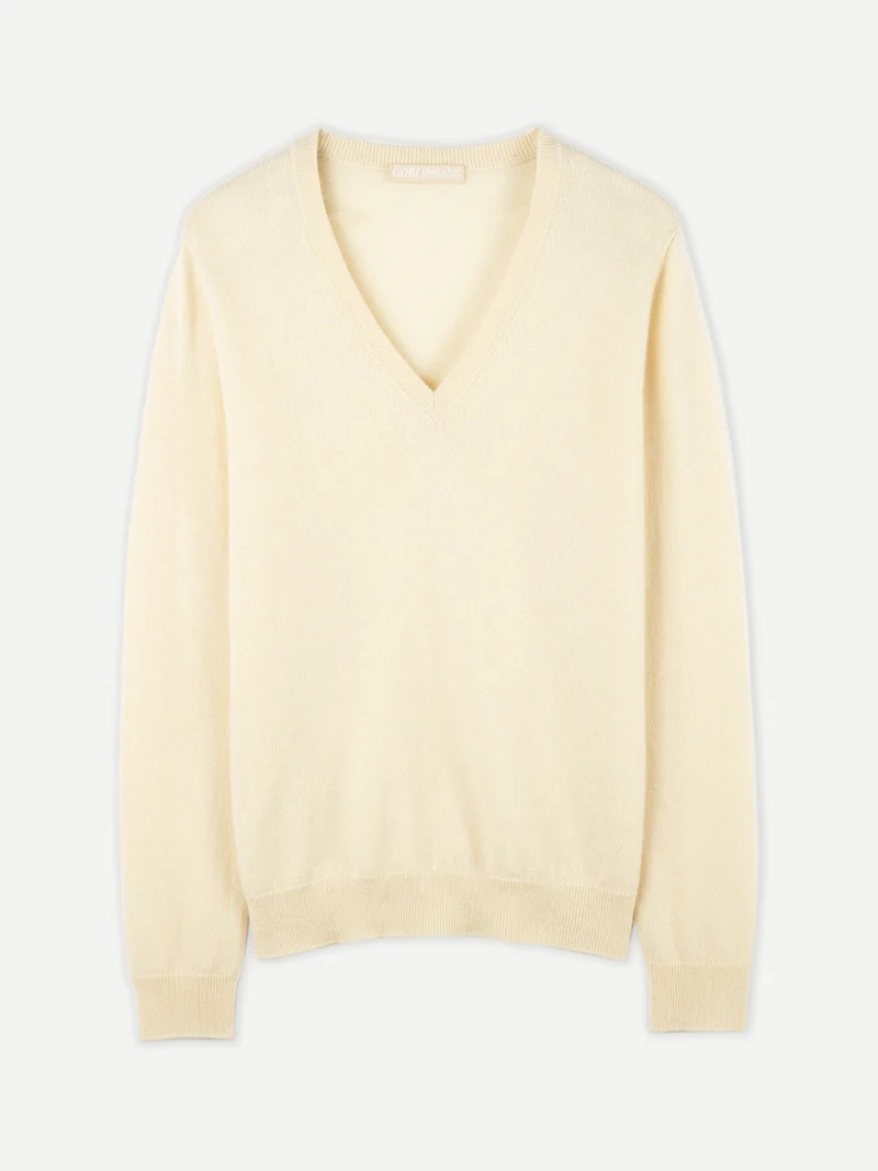 Basic V-Ausschnitt Kaschmirpullover