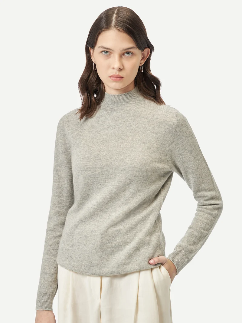Basic Stehkragenpullover aus Kaschmir