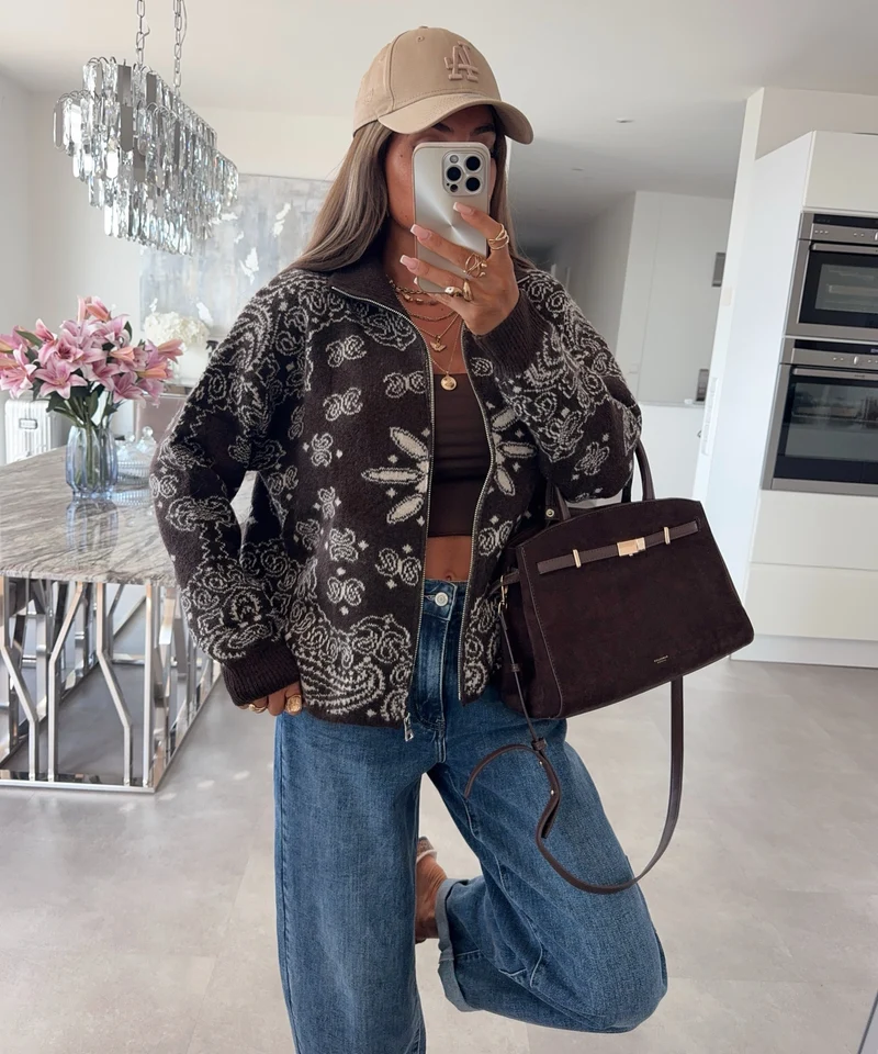 Strick Cardigan Meya Paisley braun