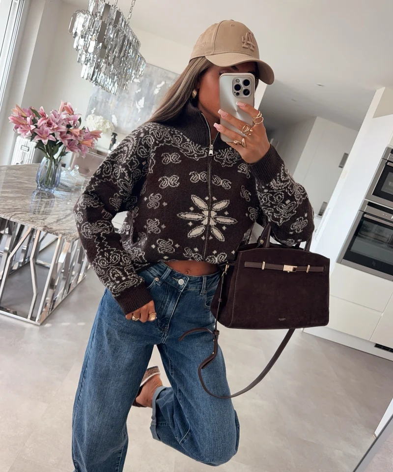 Strick Cardigan Meya Paisley braun