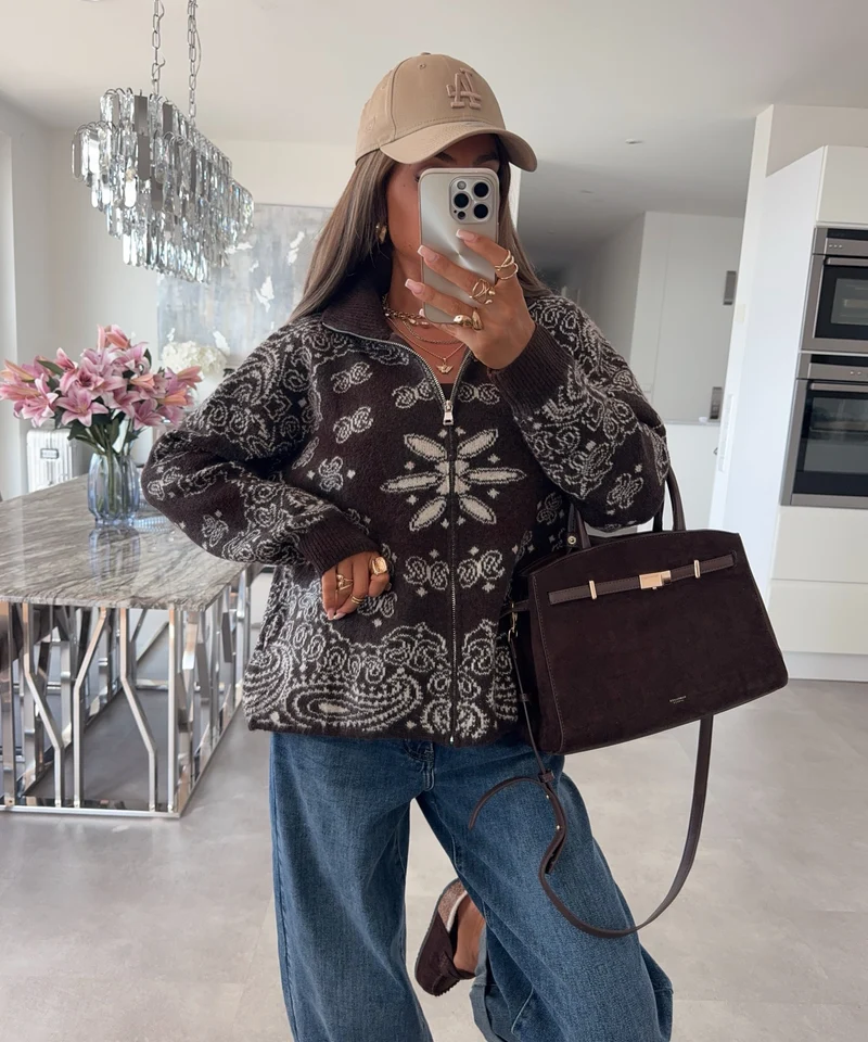 Strick Cardigan Meya Paisley braun