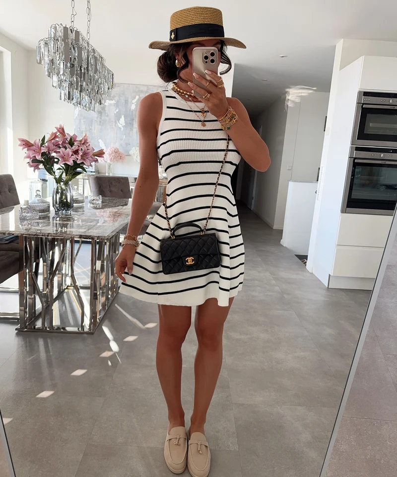 Kleid Zahira Streifen Weiß