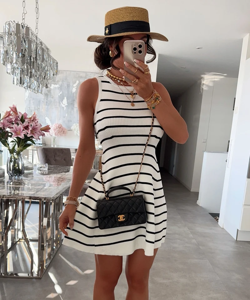 Kleid Zahira Streifen Weiß
