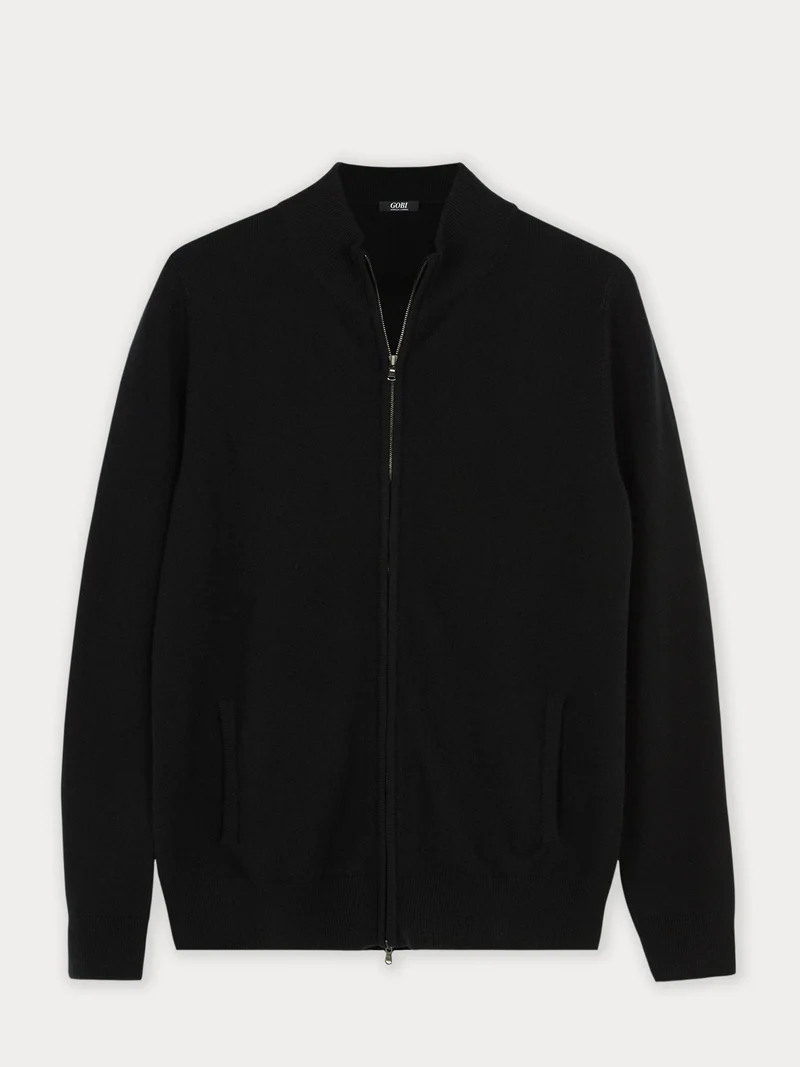 Basic Kaschmirstrickjacke mit Reißverschluss