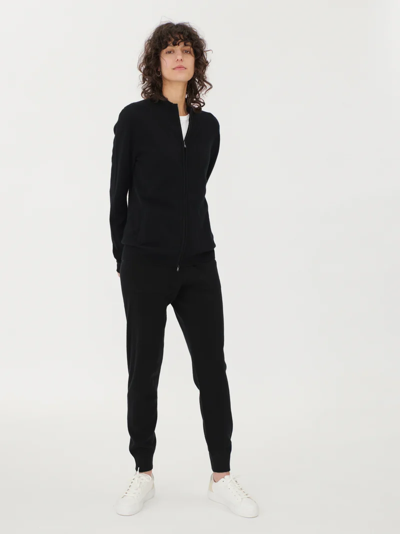 Basic Kaschmirstrickjacke mit Reißverschluss