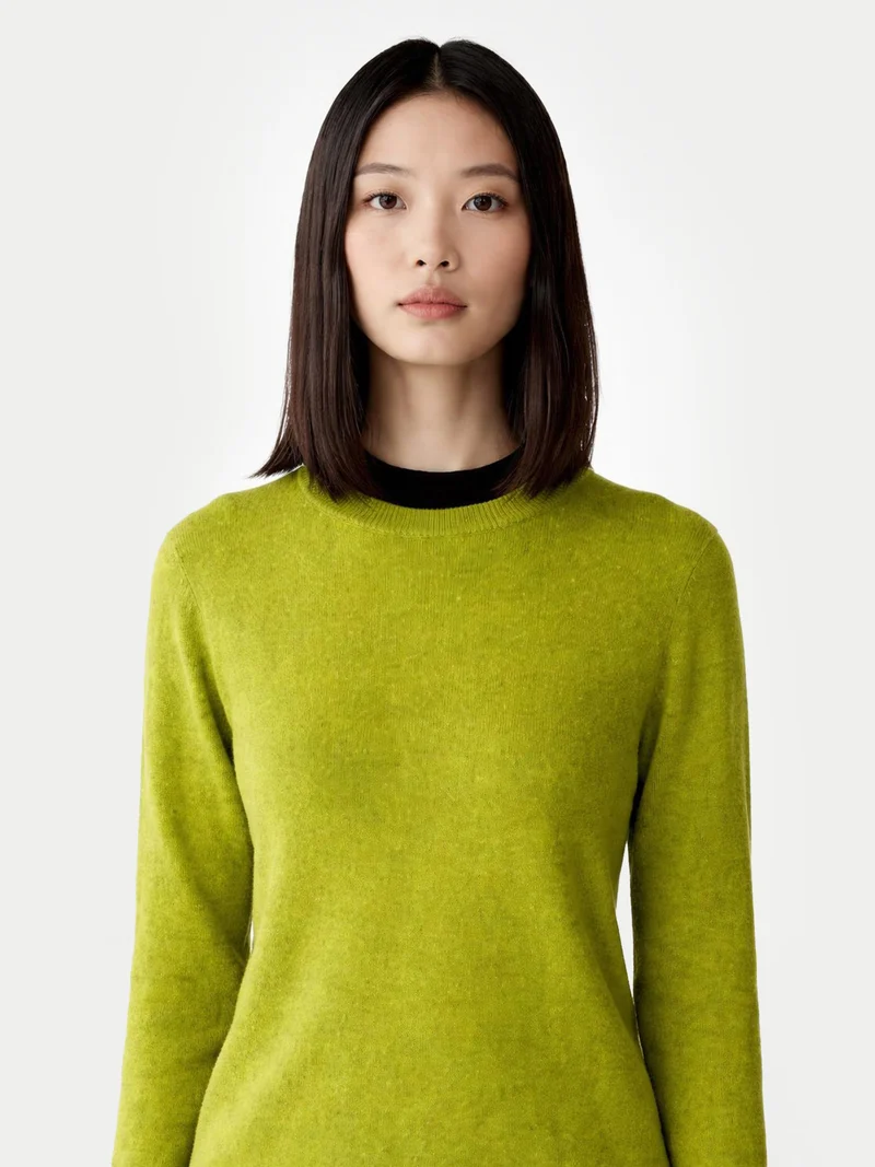 Basic R-Ausschnitt Kaschmirpullover