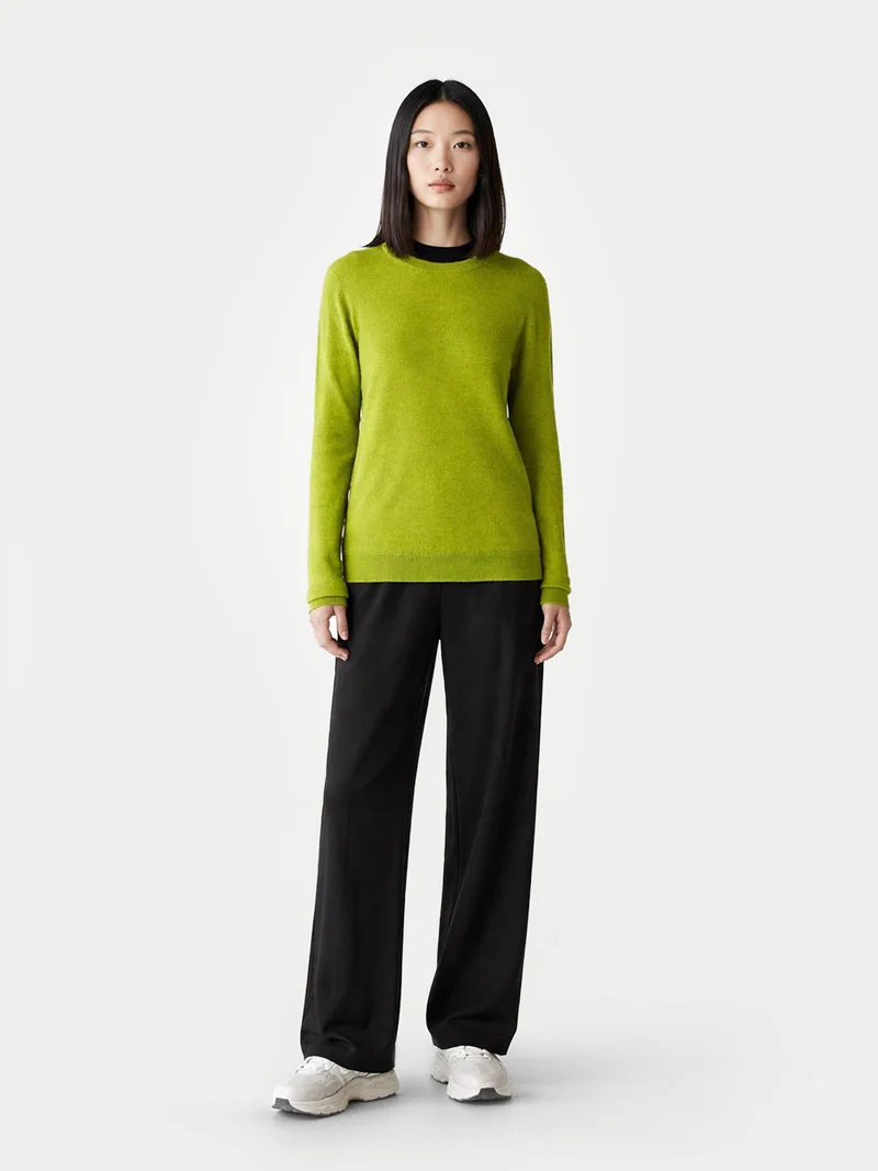 Basic R-Ausschnitt Kaschmirpullover