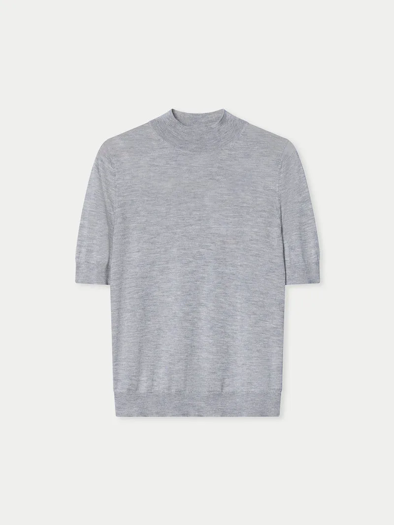 Kaschmir-Seiden-Shirt mit Stehkragen
