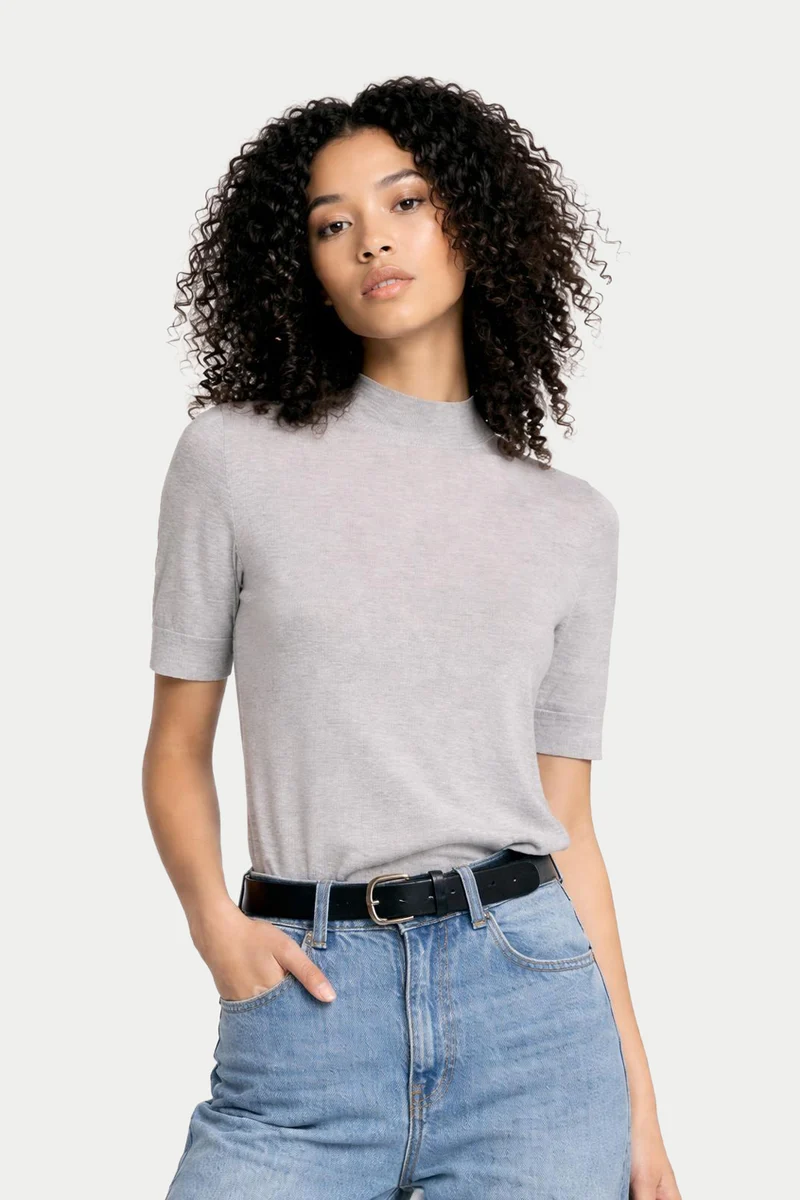 Kaschmir-Seiden-Shirt mit Stehkragen