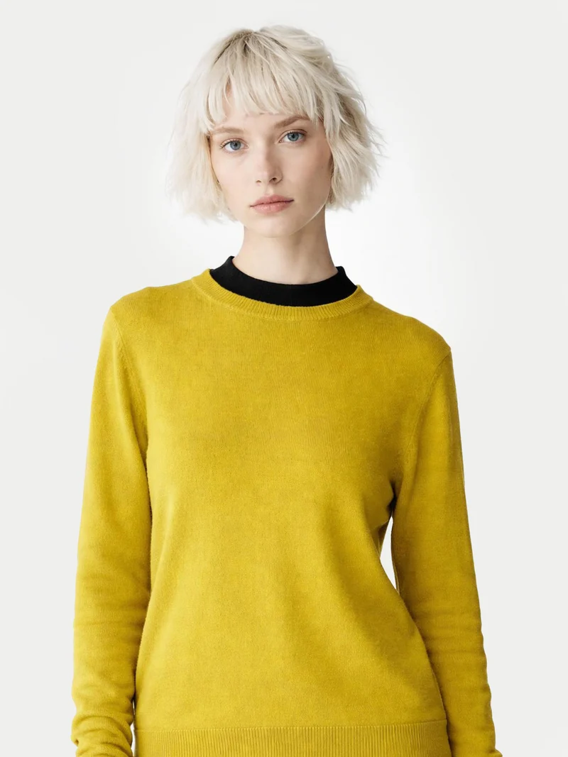 Basic R-Ausschnitt Kaschmirpullover