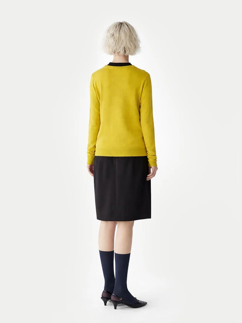 Basic R-Ausschnitt Kaschmirpullover