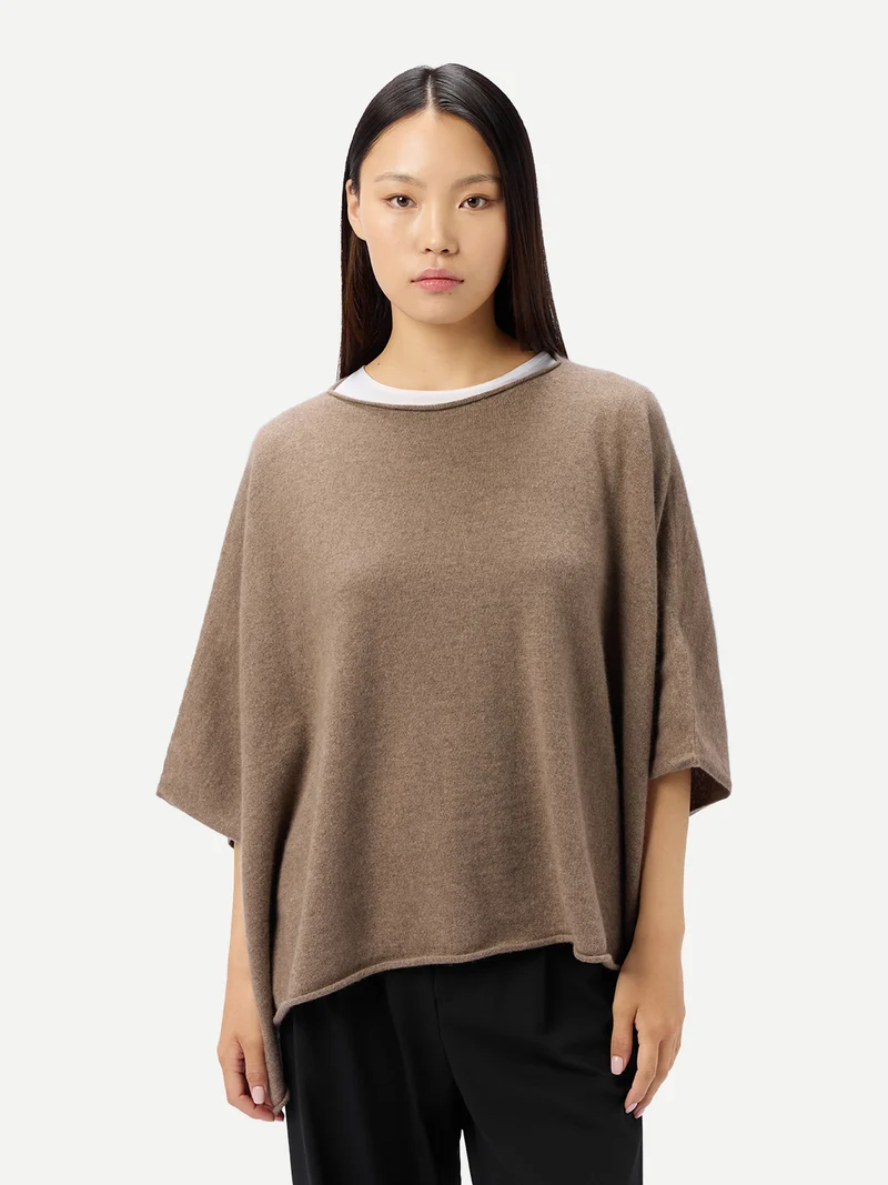 Timeless Kaschmir-Poncho mit Bootsausschnitt