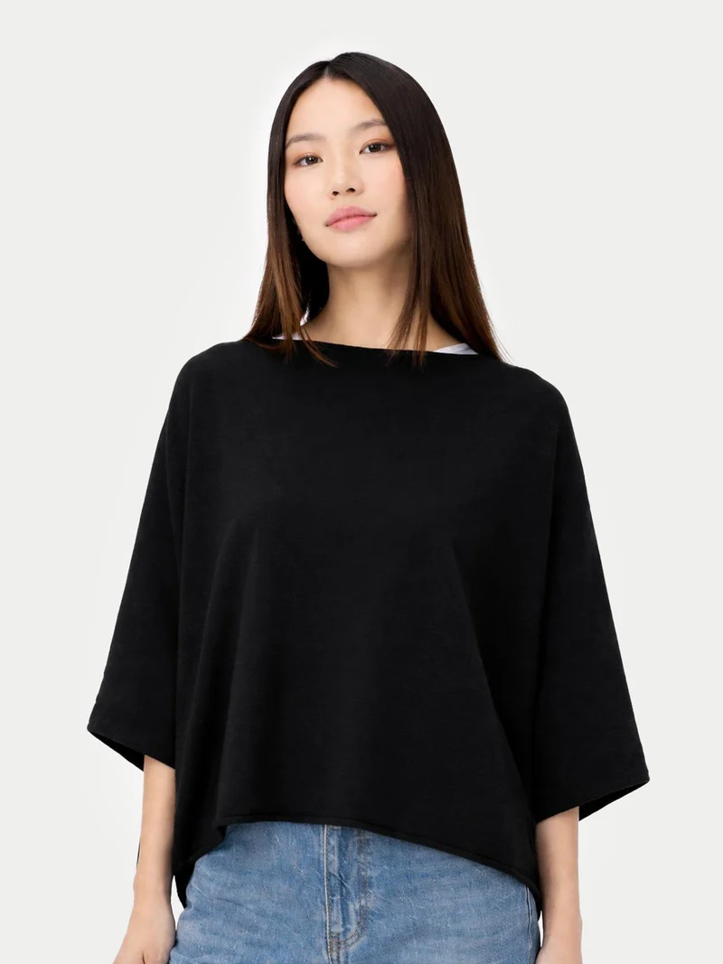 Timeless Kaschmir-Poncho mit Bootsausschnitt