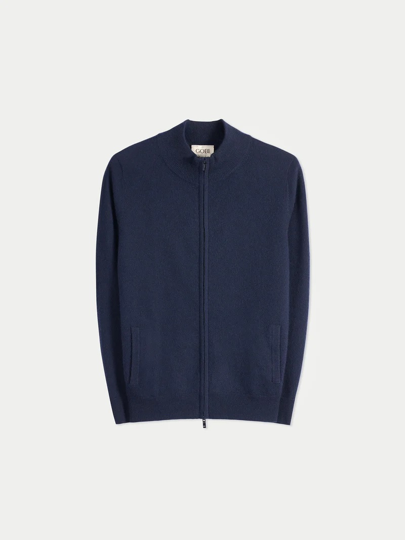 Zeitloser Kaschmir Strickjacke mit Reißverschluss
