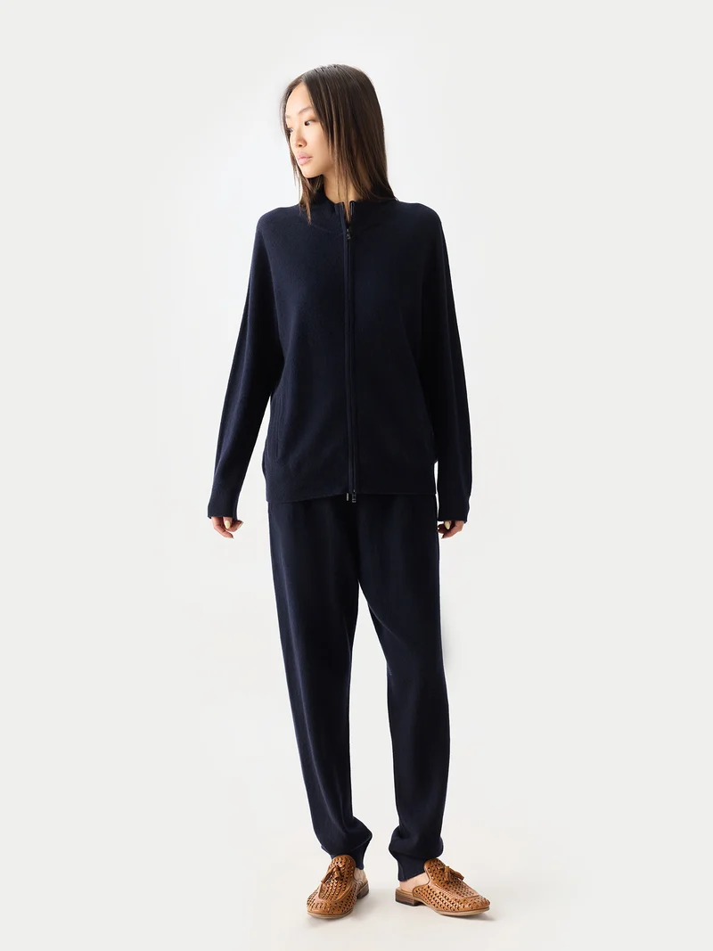 Zeitloser Kaschmir Strickjacke mit Reißverschluss