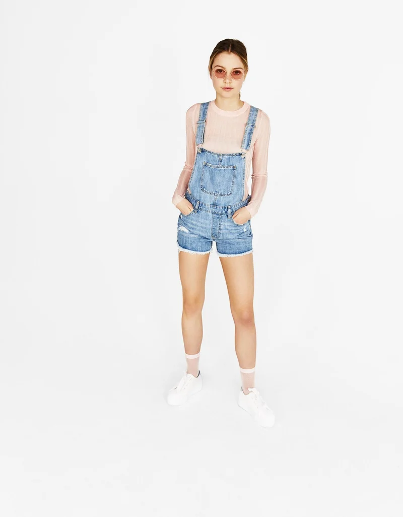 Short denim dungarees