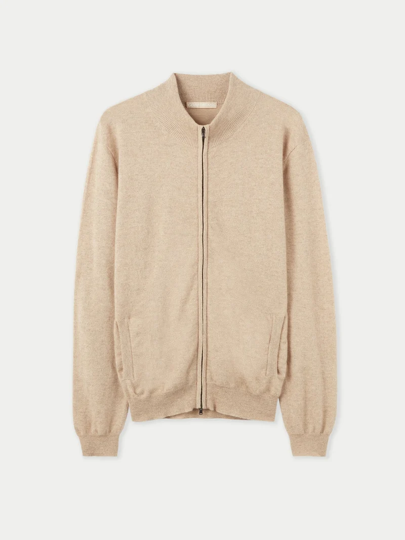 Basic Kaschmirstrickjacke mit Reißverschluss