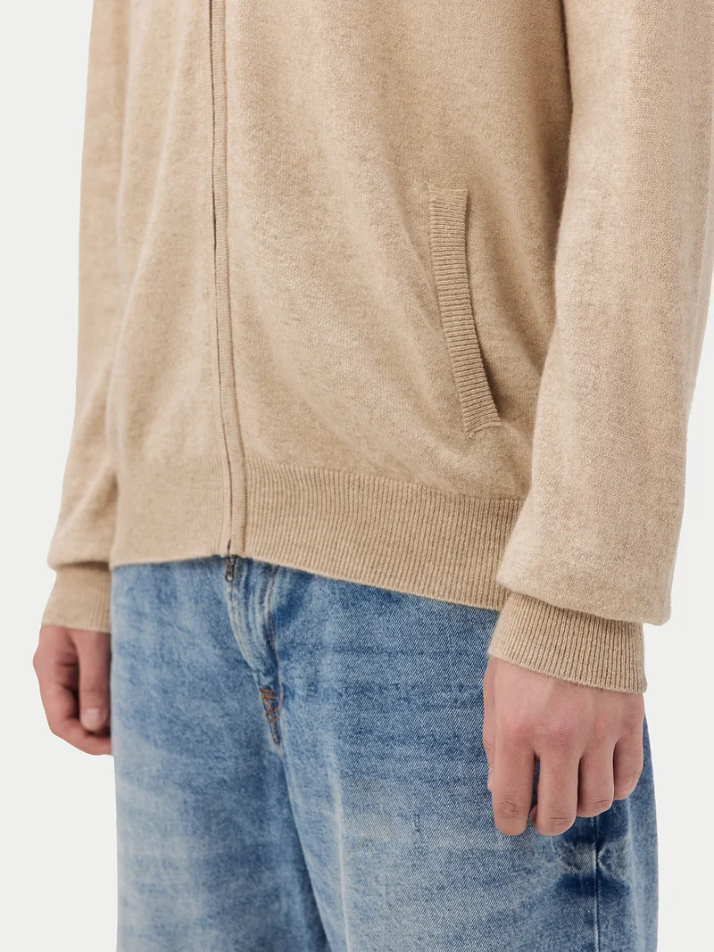 Basic Kaschmirstrickjacke mit Reißverschluss