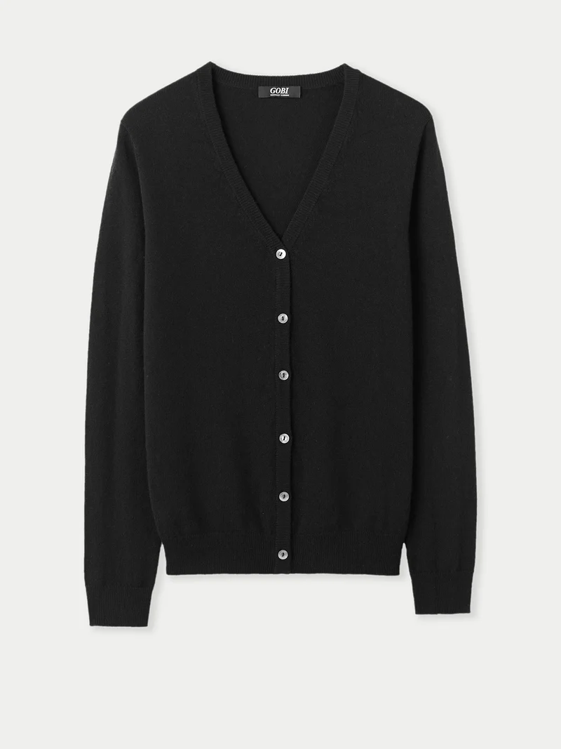 V-Ausschnitt Kaschmirstrickjacke