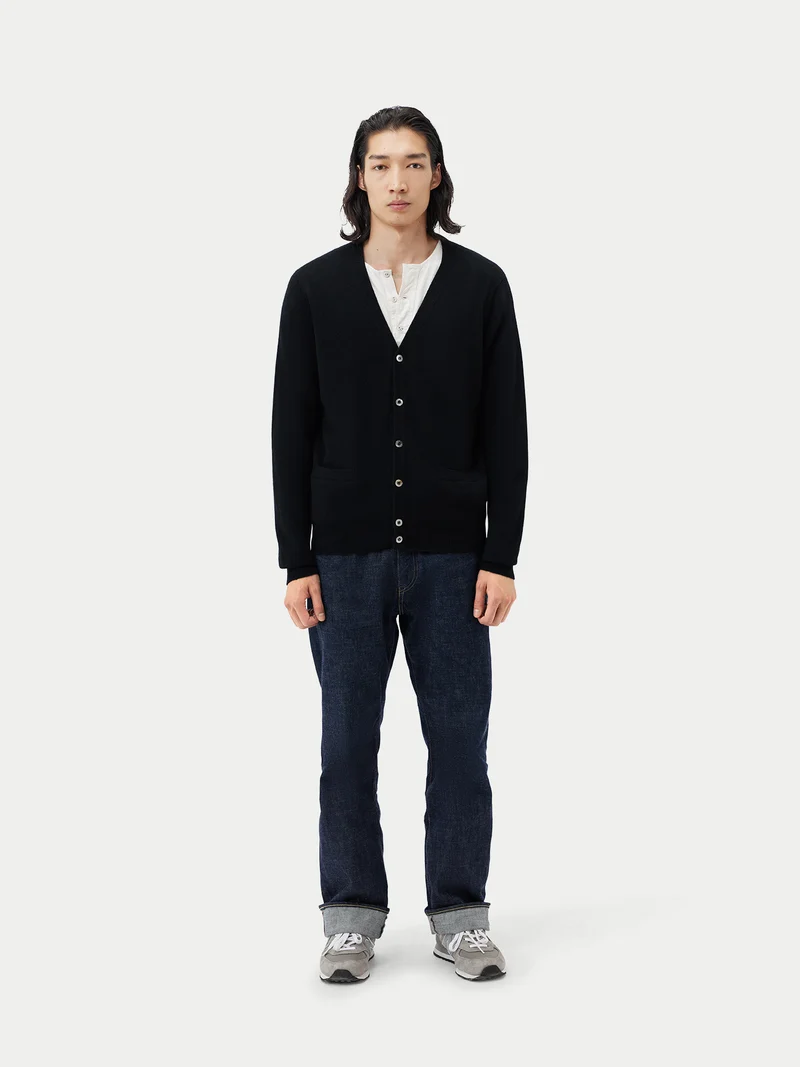 V-Ausschnitt Kaschmir Strickjacke mit Knöpfen