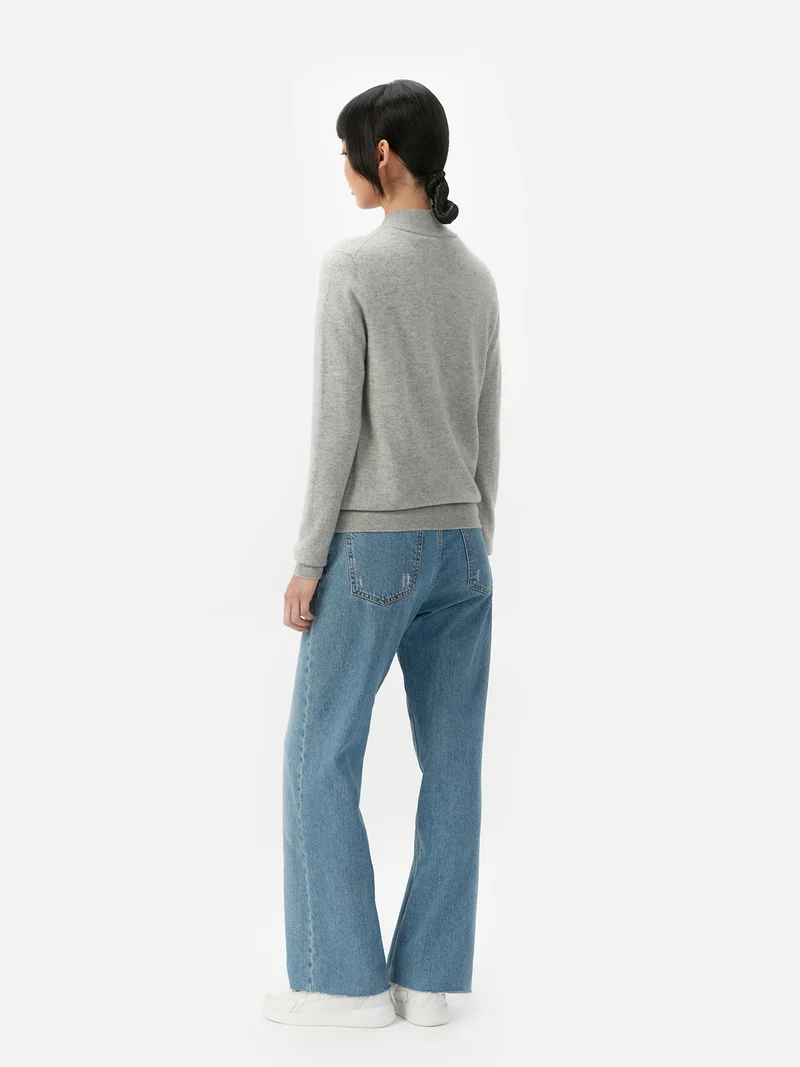 Basic Kaschmirstrickjacke mit Reißverschluss