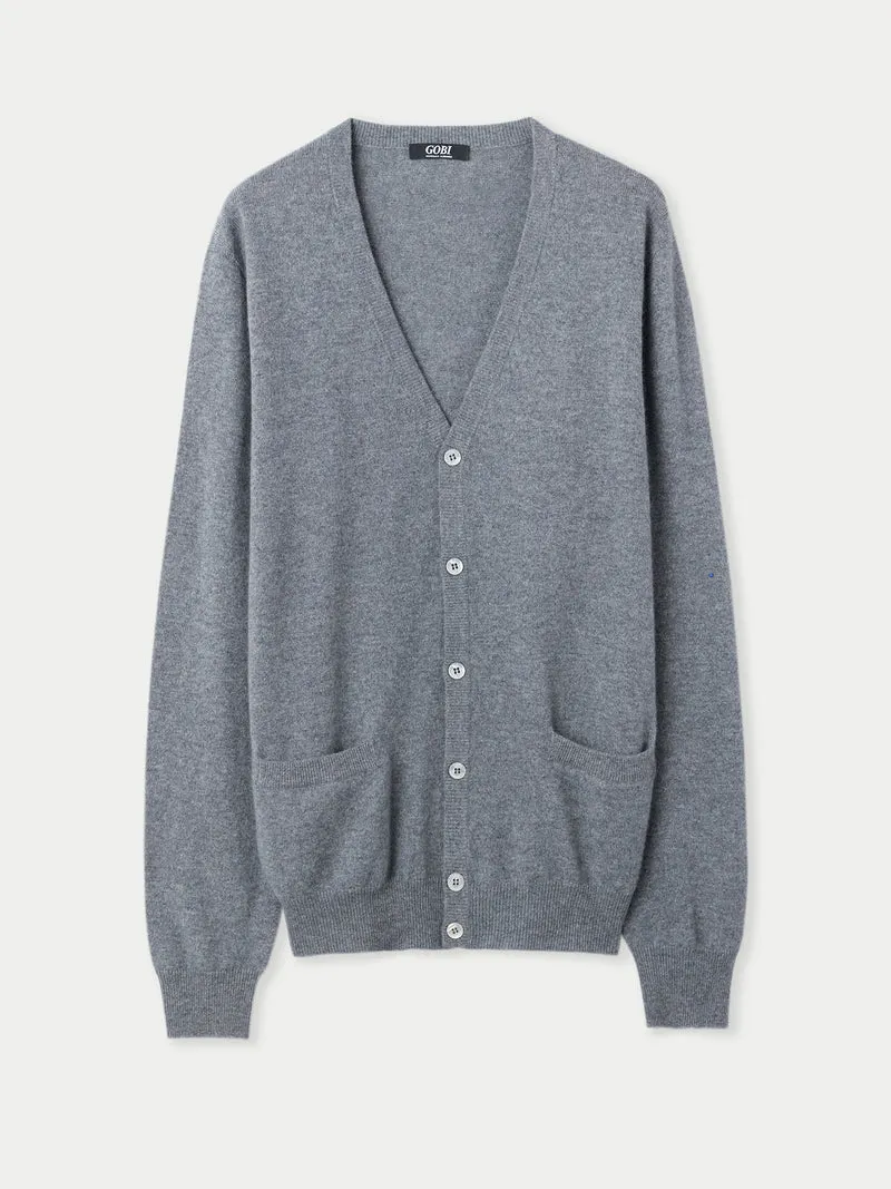 V-Ausschnitt Kaschmir Strickjacke mit Knöpfen