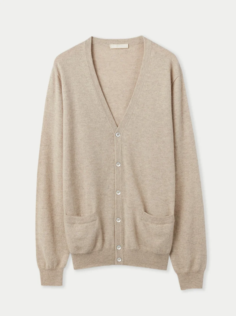 V-Ausschnitt Kaschmir Strickjacke mit Knöpfen