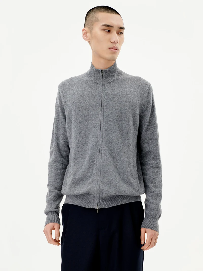 Basic Kaschmirstrickjacke mit Reißverschluss