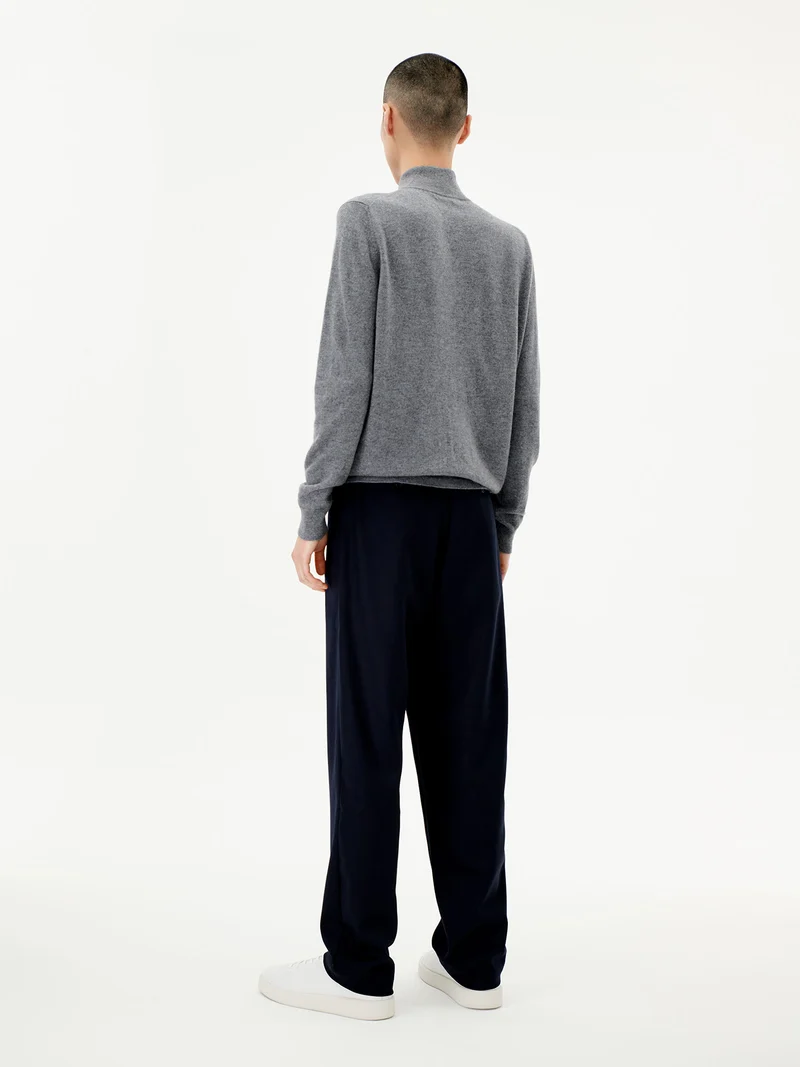 Basic Kaschmirstrickjacke mit Reißverschluss