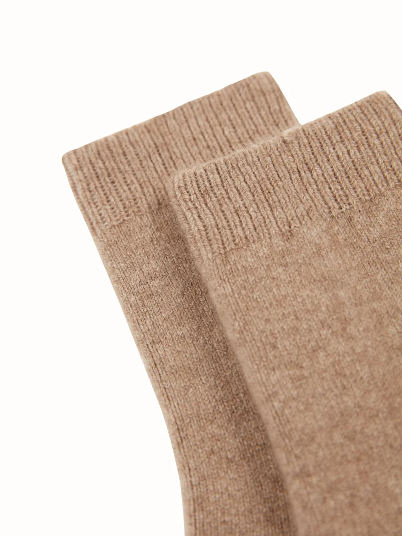 Naturfarbene Unisex Kaschmir Rippenstrick-Bettsocken