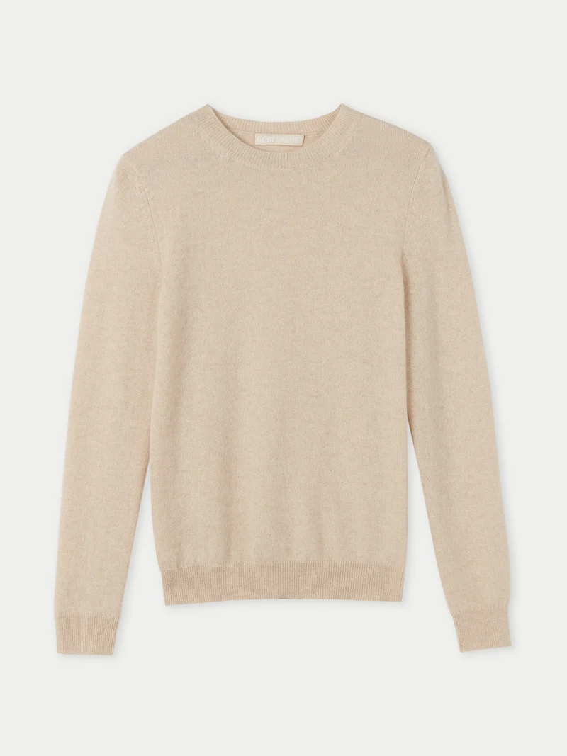 Naturfarbenes Kaschmir-Set aus Pullover und Mütze